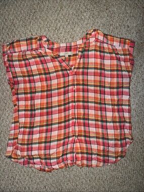 LOFT Women’s  Dolman Button Down  Plaid Shirt / Blouse